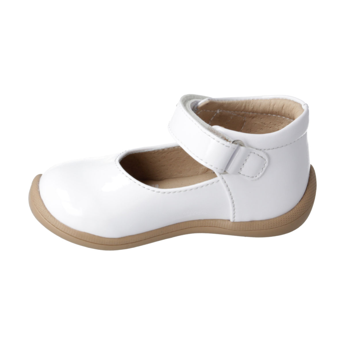 Zapato en Charol Karsten Blanco con Aplicaci&oacute;n y Ajuste Velcro para Ni&ntilde;a image number null