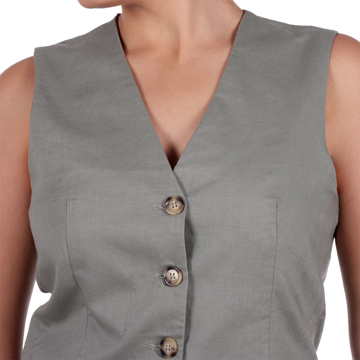 Chaleco Lino Algod&oacute;n con Botones Arqueology para Mujer image number null