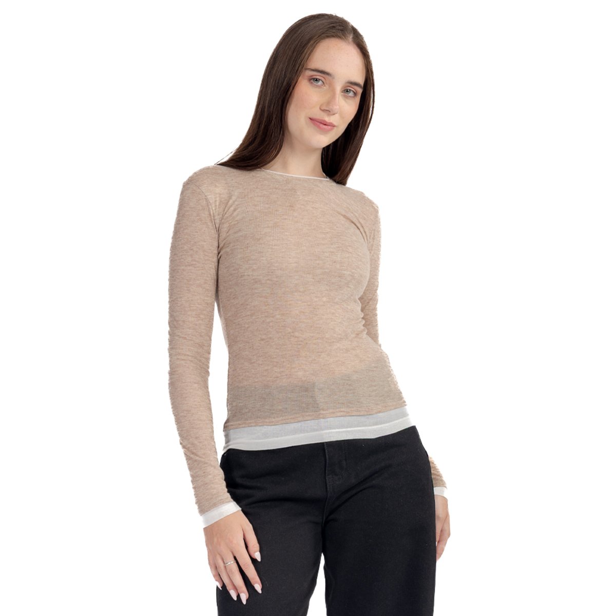 Playera Jaspeada Ml Forever 21 para Mujer Junior image number null