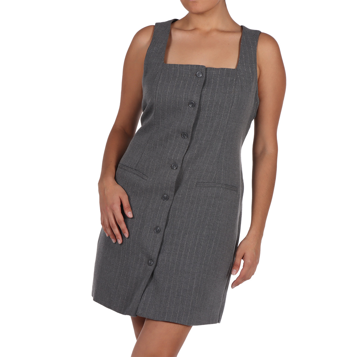 Vestido Rayas Verticales Finas Corte Recto Jeanious para Mujer image number null