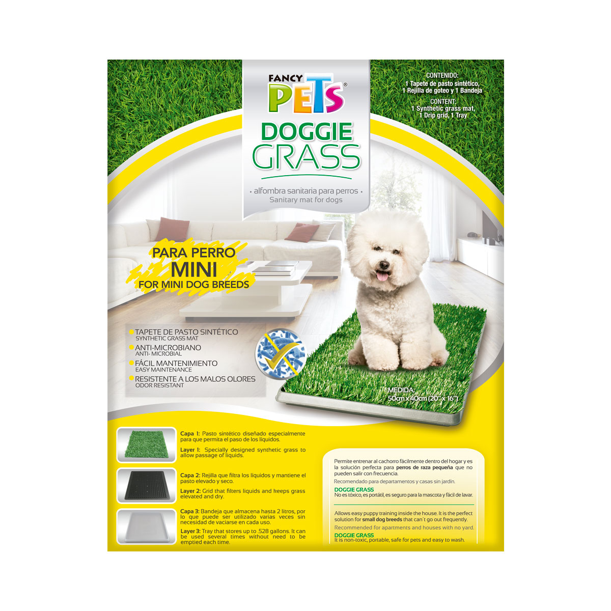 Pasto Sint&eacute;tico Doggie Grass XCH 50X40cm Fancy Pets image number null
