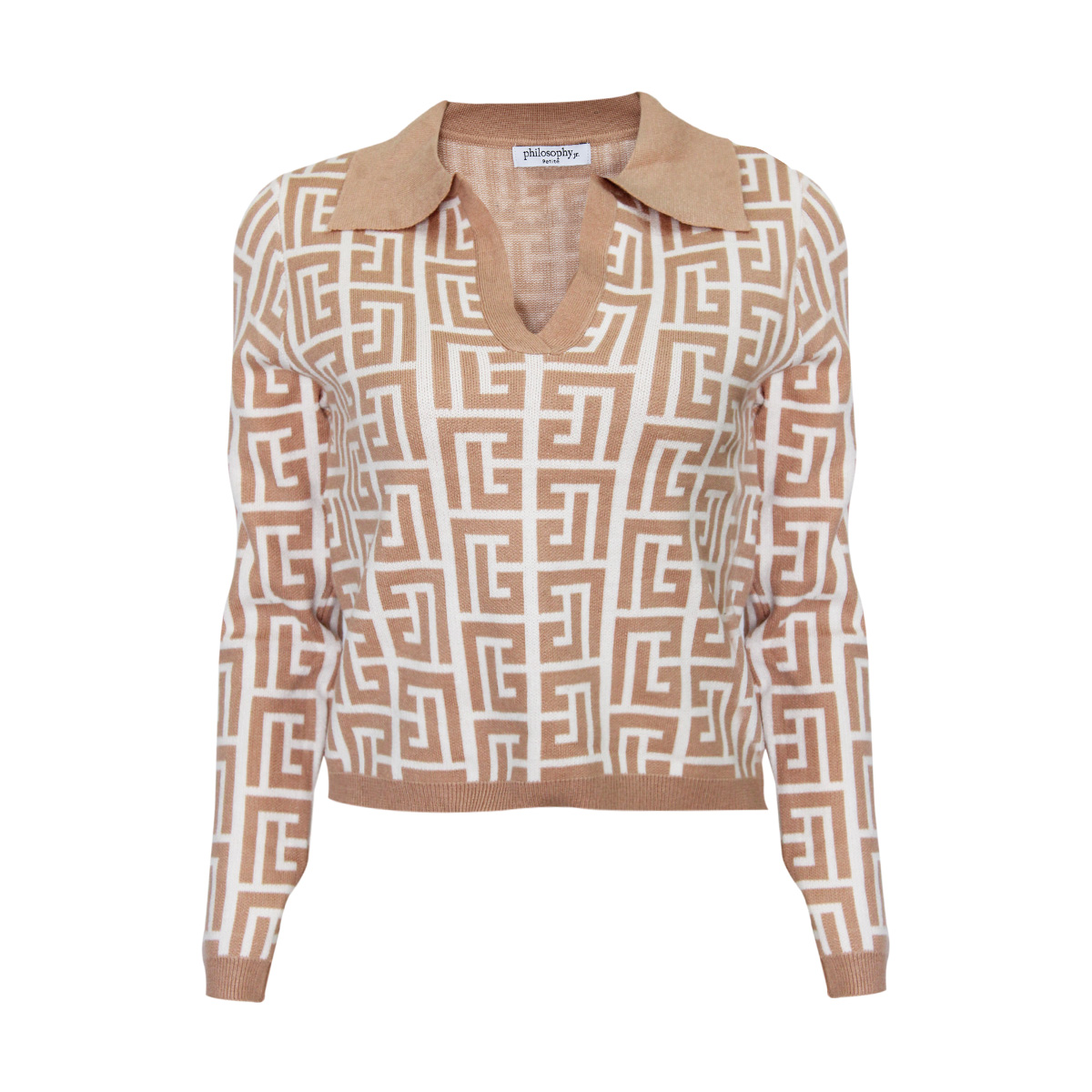 Su&eacute;ter Philosophy Mujer Estampado Grecas Cuello V image number null
