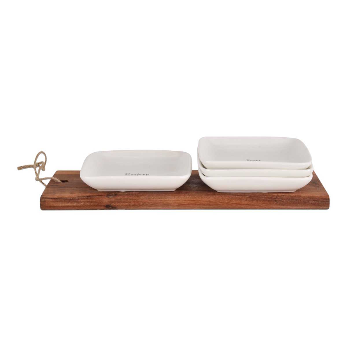 Juego De Tabla Y 4 Platos Lucca Blanco image number null