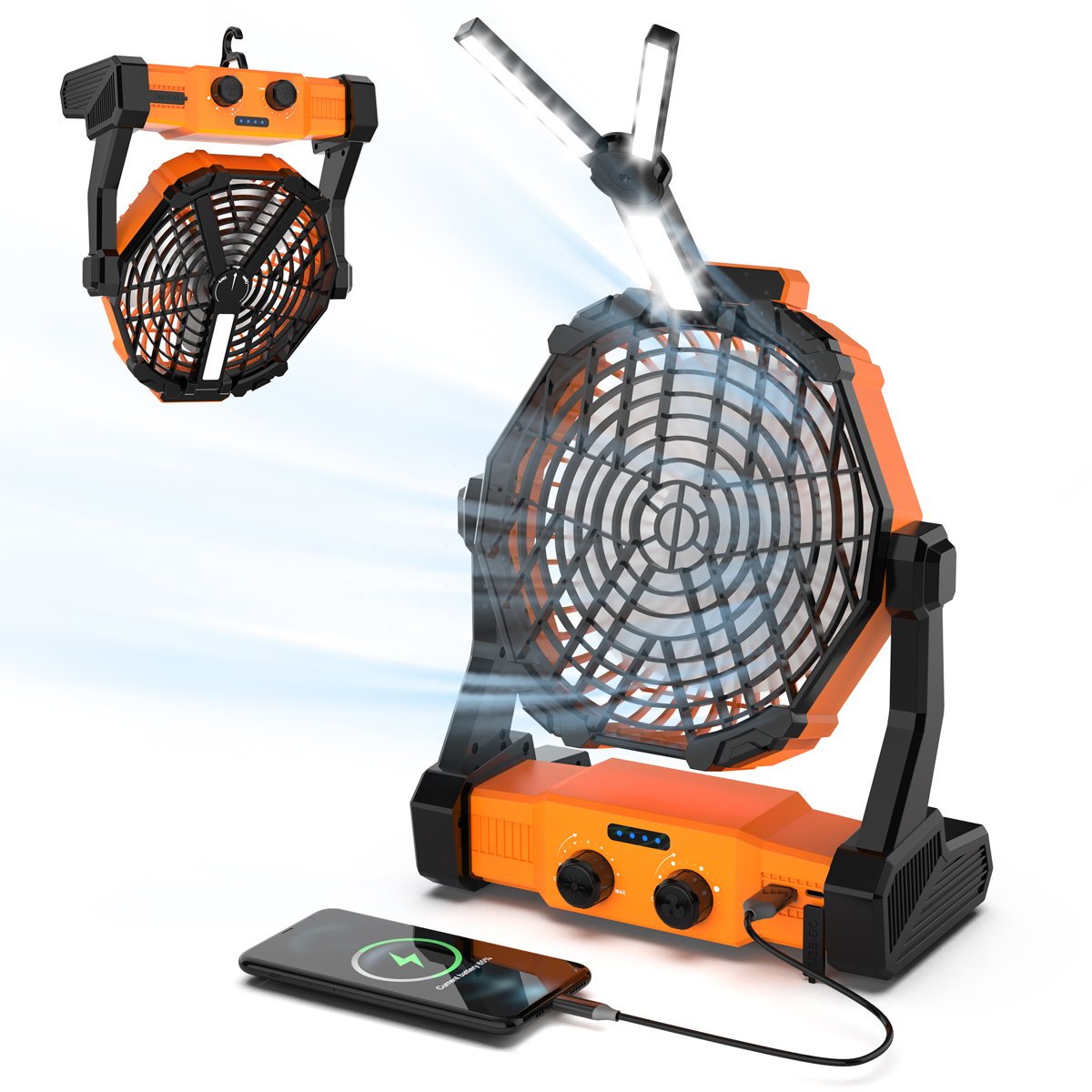 Ventilador Multifuncional con Lampara Recargable image number null