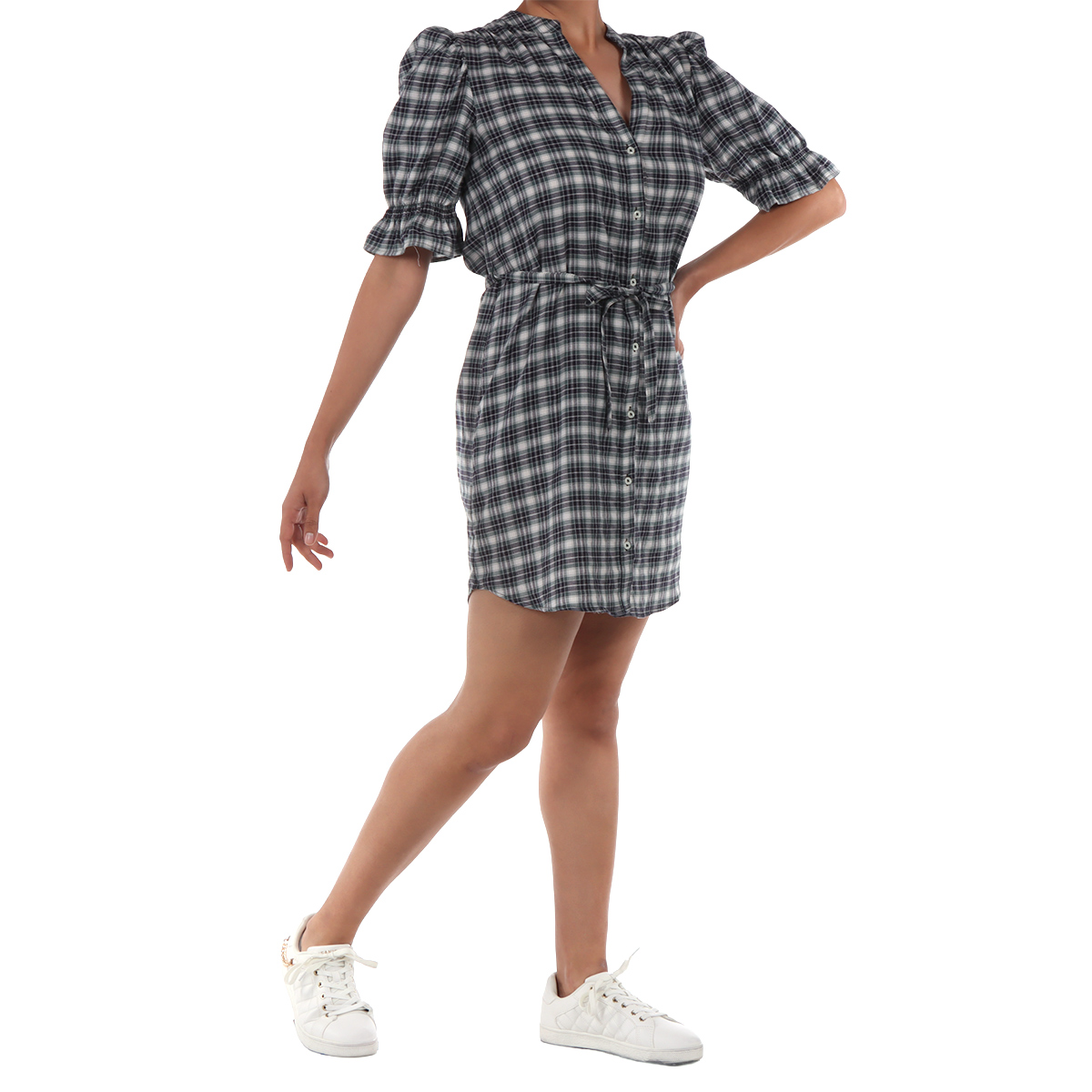 Vestido Camisero a Cuadros con Cintur&oacute;n Arqueology para Mujer image number null