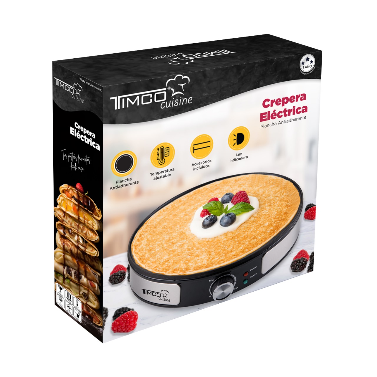 TIMCO Crepera El&eacute;ctrica de 31 cm con Regulador de Temperatura image number null