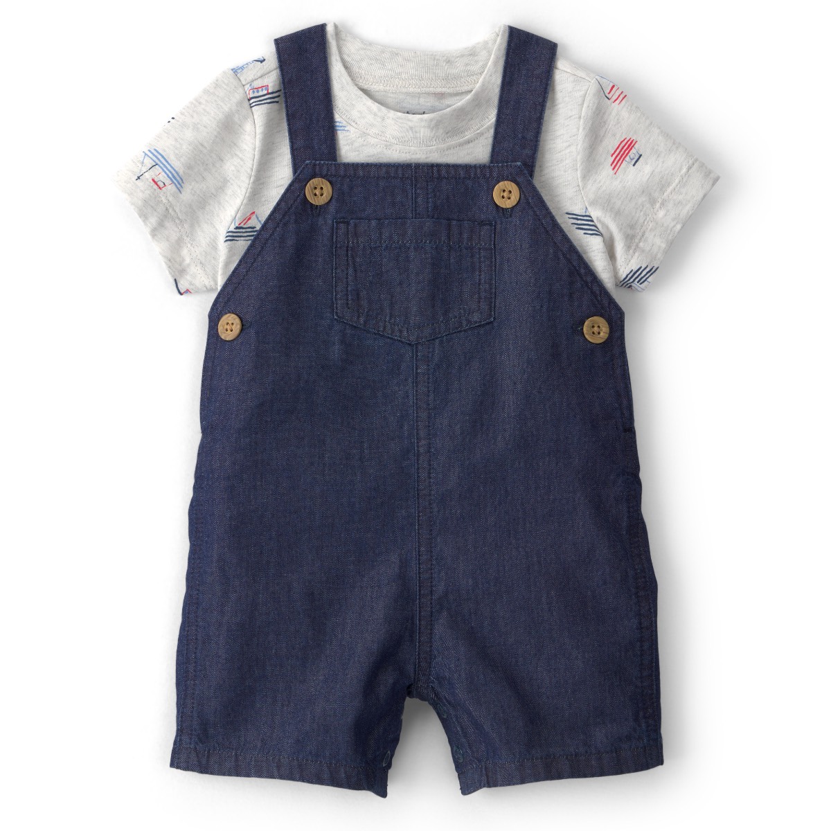 Conjunto Chambray de Overol y Playera Carter's con Dise&ntilde;o Barcos para Beb&eacute; Ni&ntilde;o image number null