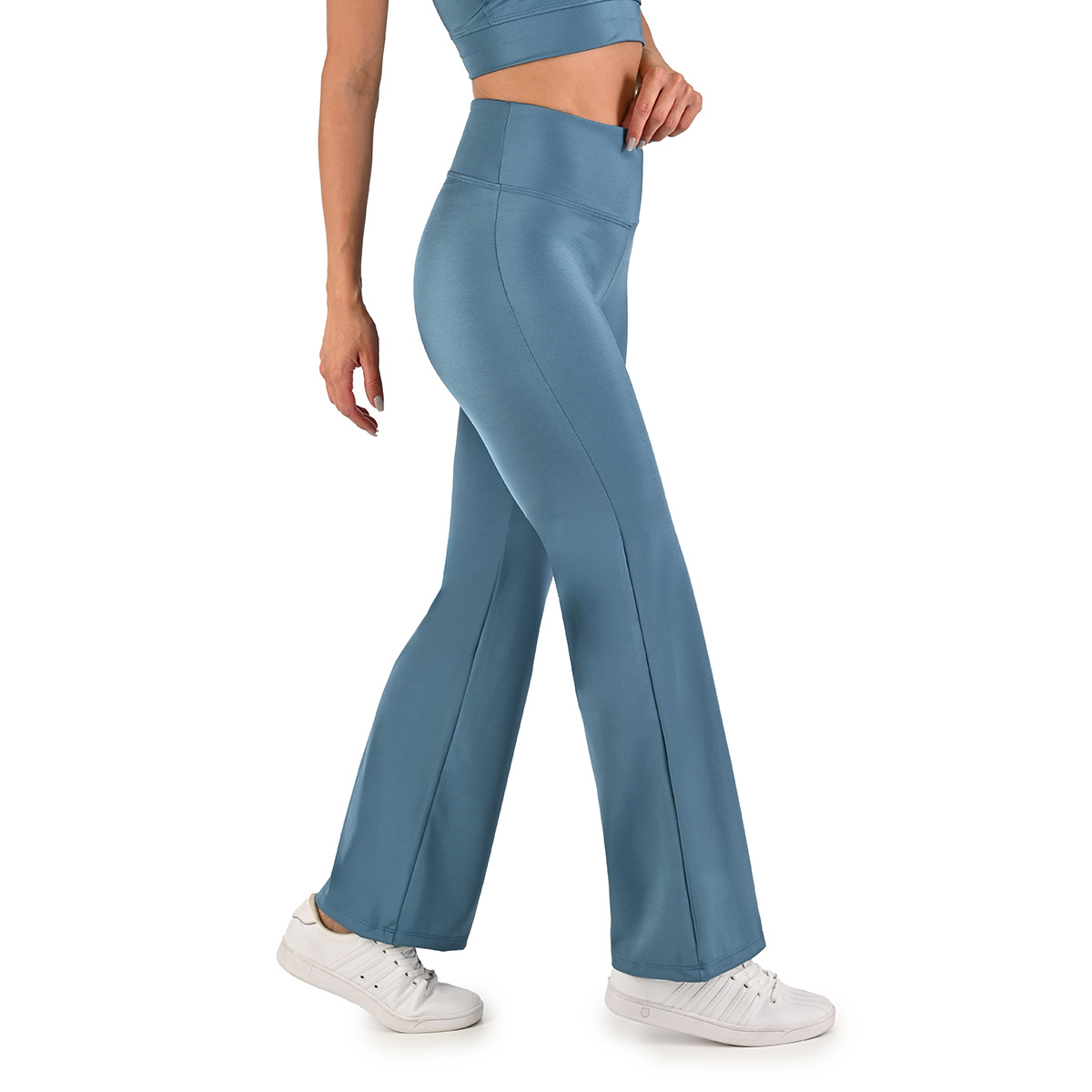 Leggins Deportivo Acampanado con Pretina Ancha Sho Shi Azul para Mujer image number null