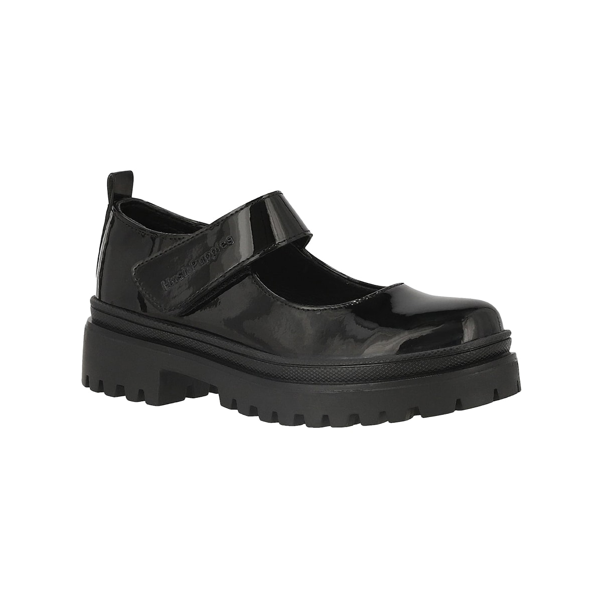 Zapato Escolar Hush Puppies en Charol Suela Gruesa y Ajuste Velcro para Ni&ntilde;a image number null