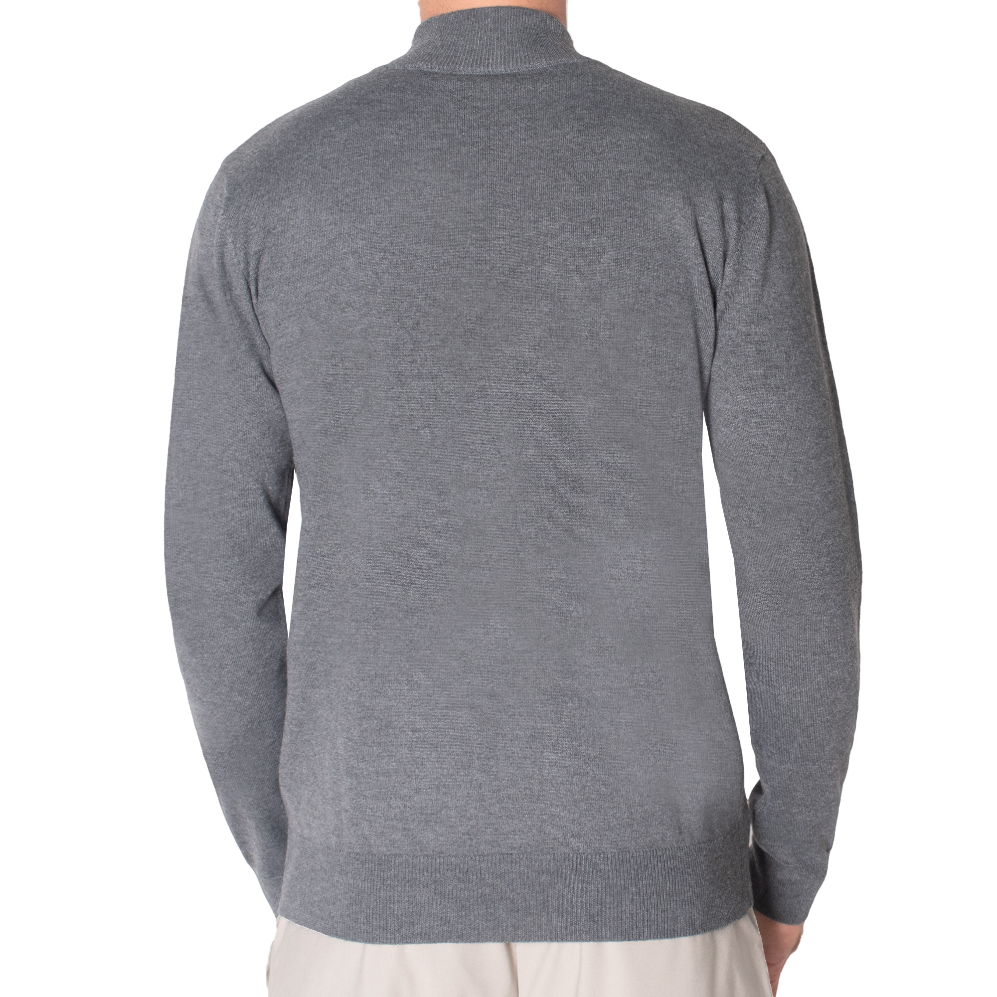Su&eacute;ter Ligero Cuello Mock Gris Oxford para Hombre image number null