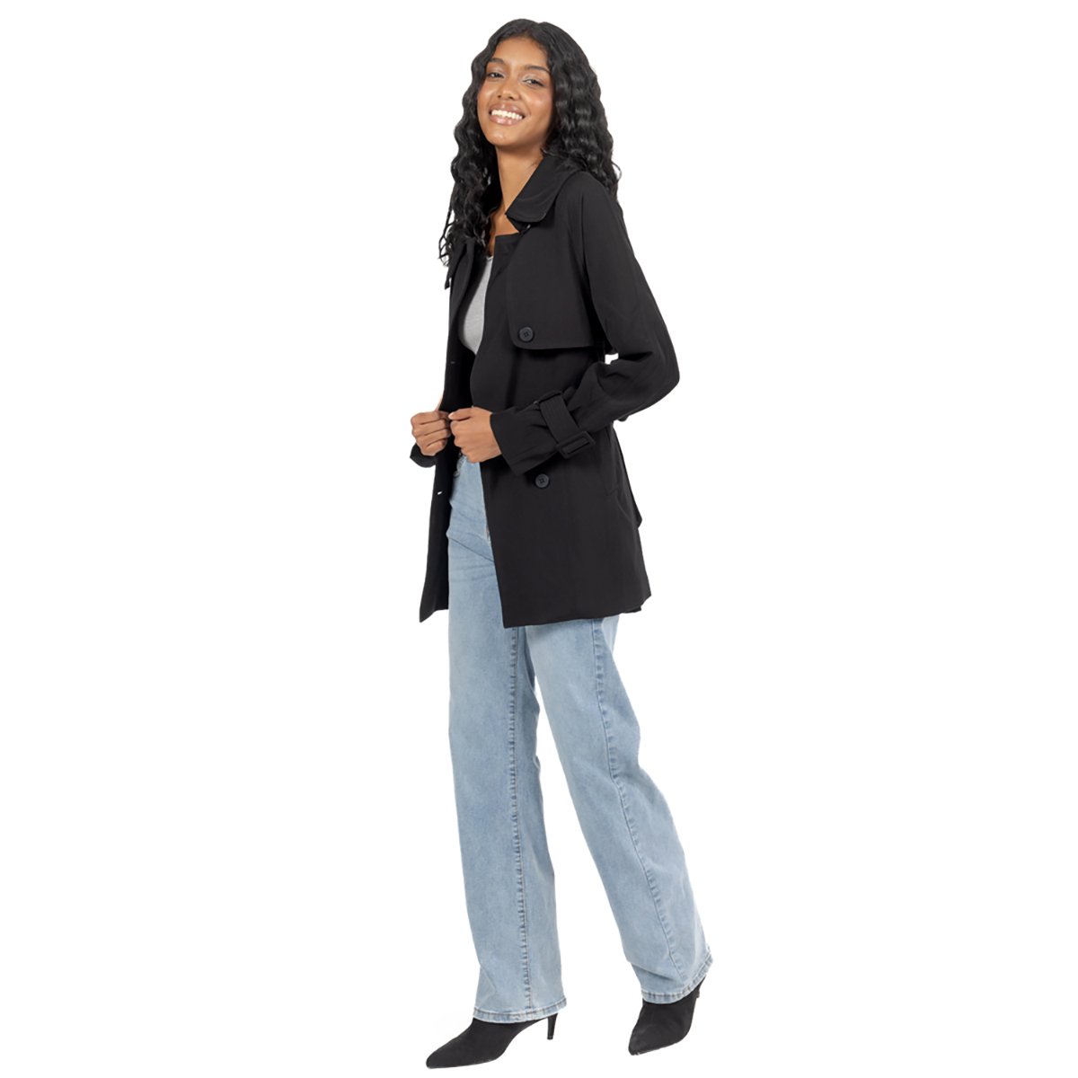 Gabardina Larga Con Cinta Forever 21 para Mujer Junior image number null
