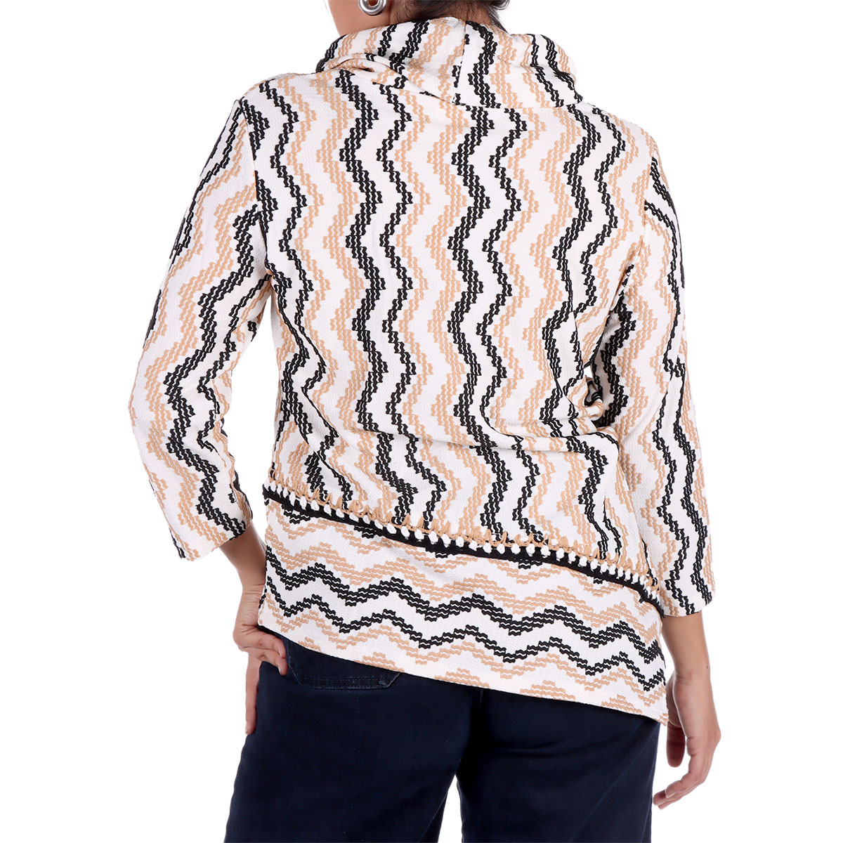 Su&eacute;ter Capa Asim&eacute;trica Zig-Zag Ruby RD para Mujer image number null