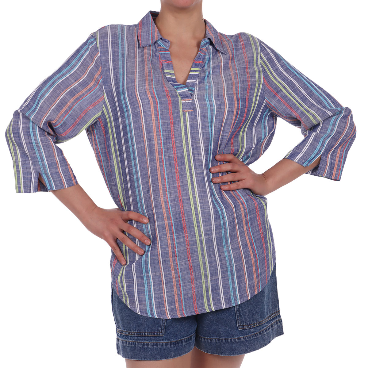 Blusa Camisera Rayas Casual Viscosa Alfred Dunner para Mujer image number null