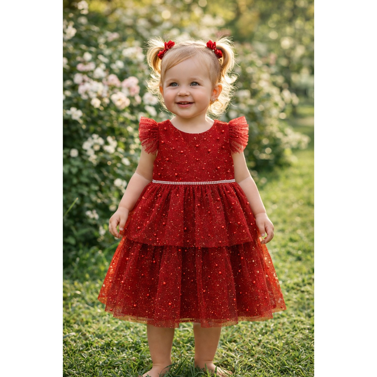 Vestido con Glitter y Perlas Pink Galery para Ni&ntilde;a image number null
