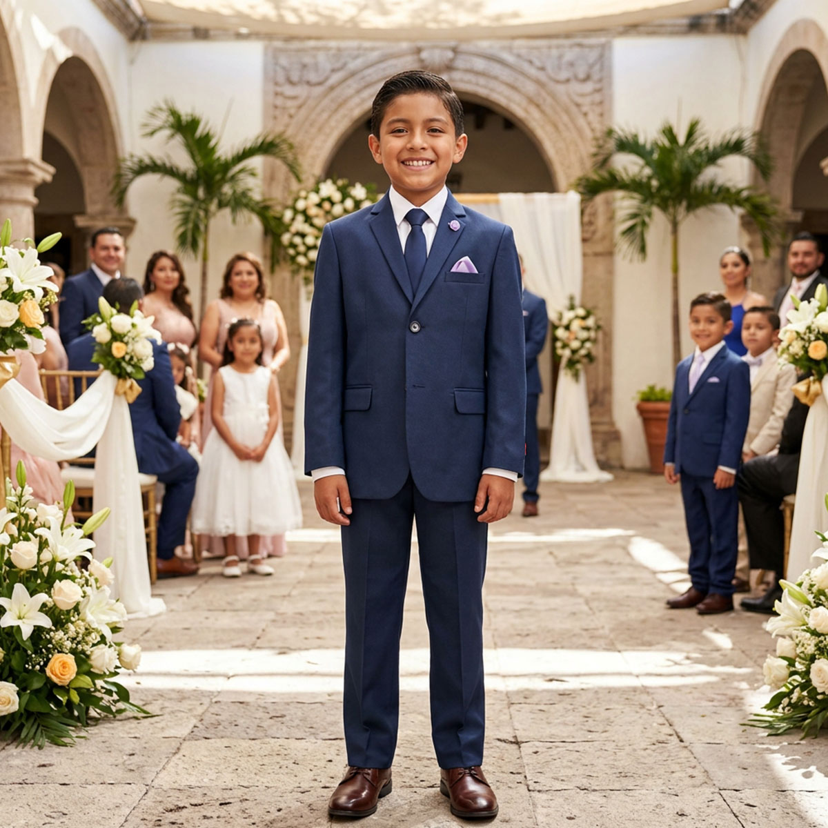 Traje Moda Oscar Collection 2 Piezas Azul Acero para Ni&ntilde;o image number null