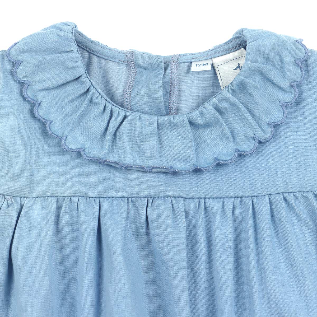 Romper Chambray Volantes 100% Algod&oacute;n Carosello Beb&eacute; Ni&ntilde;a image number null