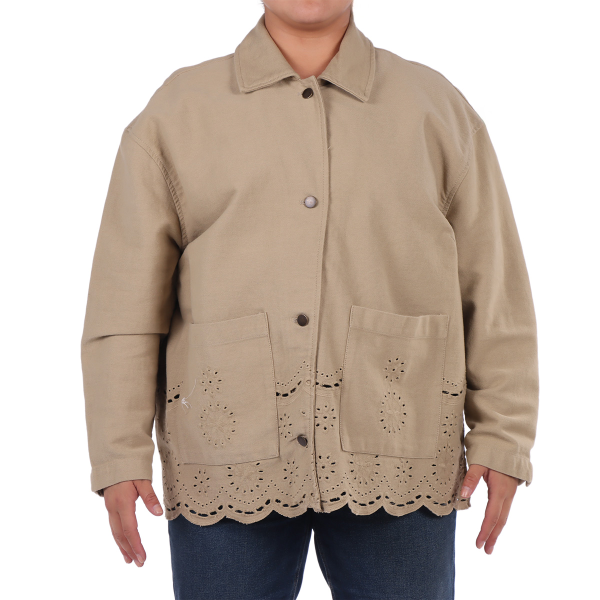 Chamarra Algod&oacute;n Dise&ntilde;o Calado Casual para Dex Plus para Mujer Curvy image number null