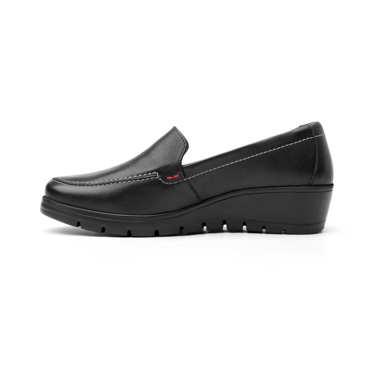 Mocas&iacute;n Negro Para Mujer Con Cu&ntilde;a Suela Dentada Flexi image number null
