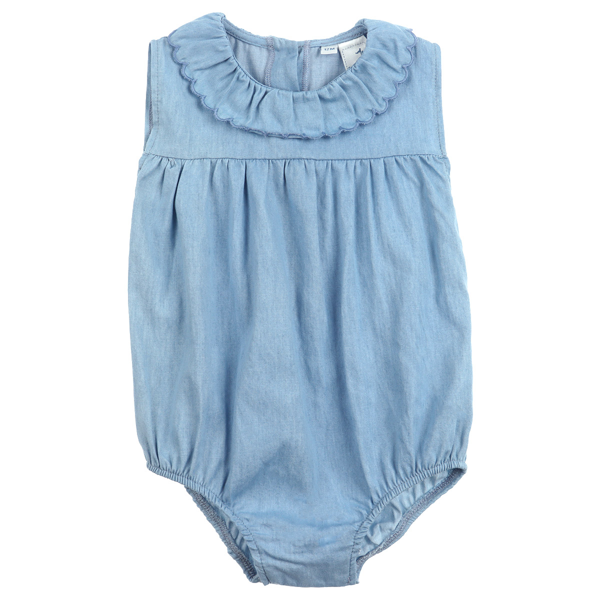 Romper Chambray Volantes 100% Algod&oacute;n Carosello Beb&eacute; Ni&ntilde;a image number null
