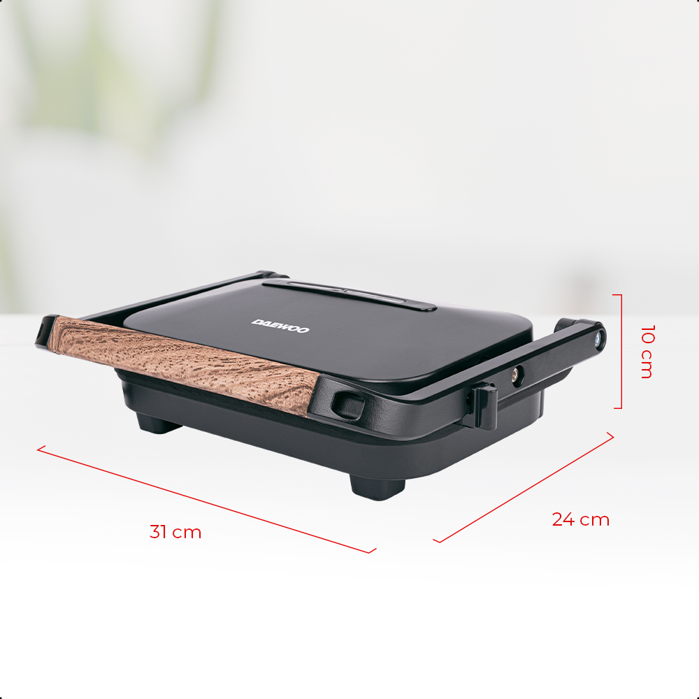 PARRILLA PANINI GRILL DAEWOO ANTIADHERENTE ACABADO DE MADERA DHG-2675 image number null
