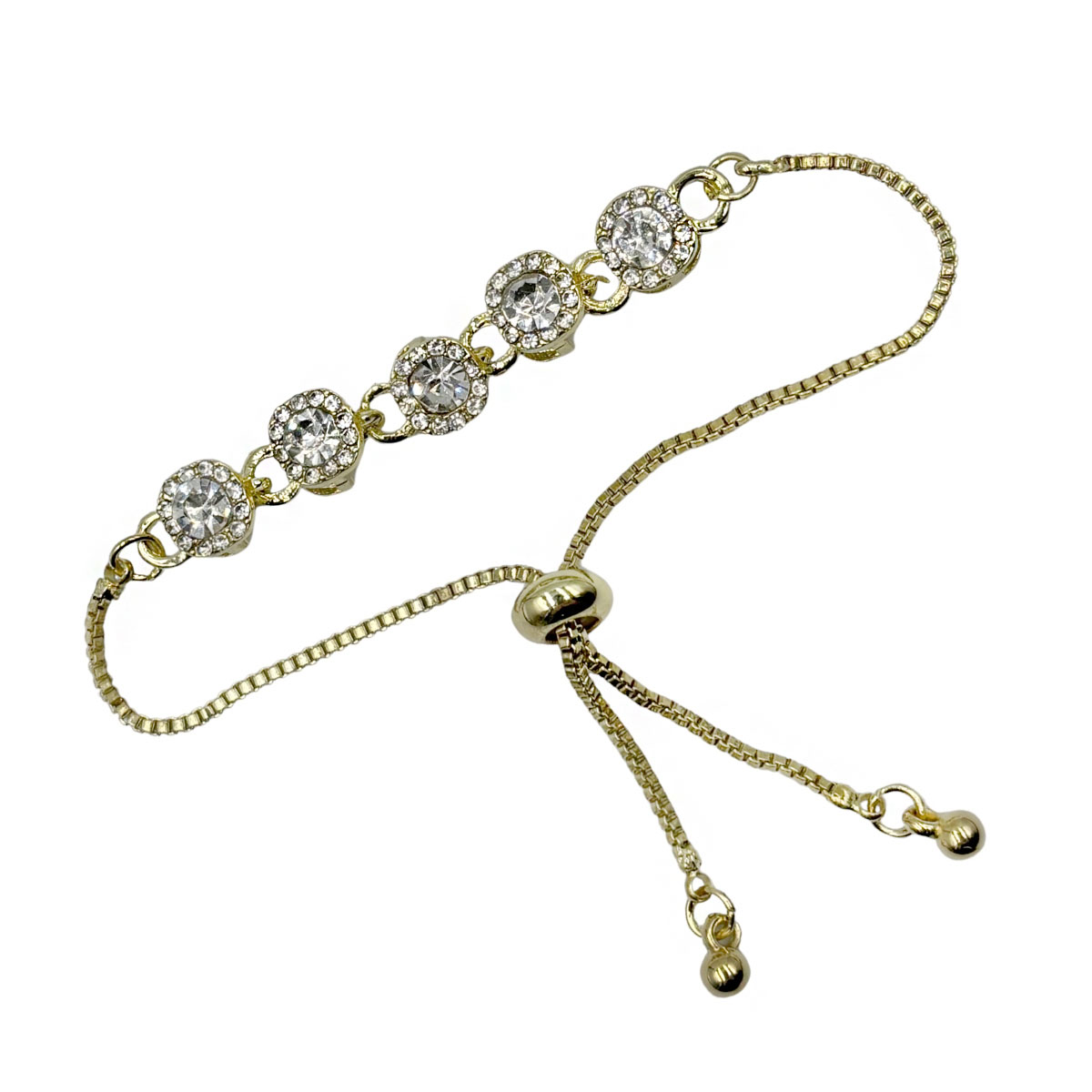 Pulsera Cristales Redondos Dorado Aktuales Para Mujer image number null