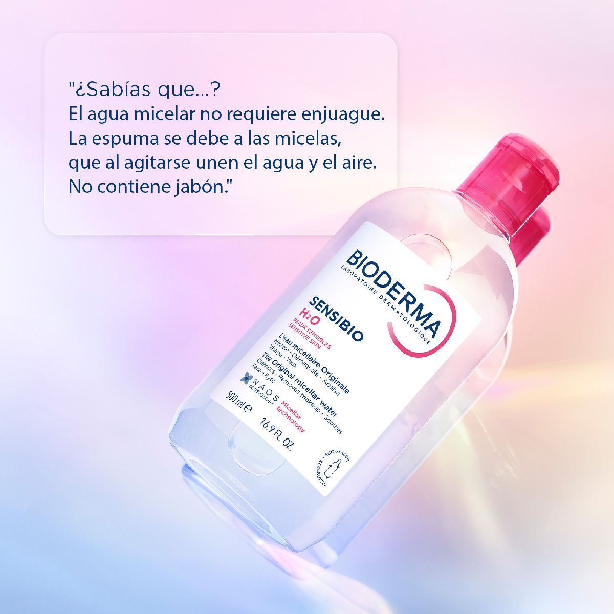 Bioderma Sensibio H2O Agua Micelar Desmaquillante para todo tipo de piel, 500 ml image number null