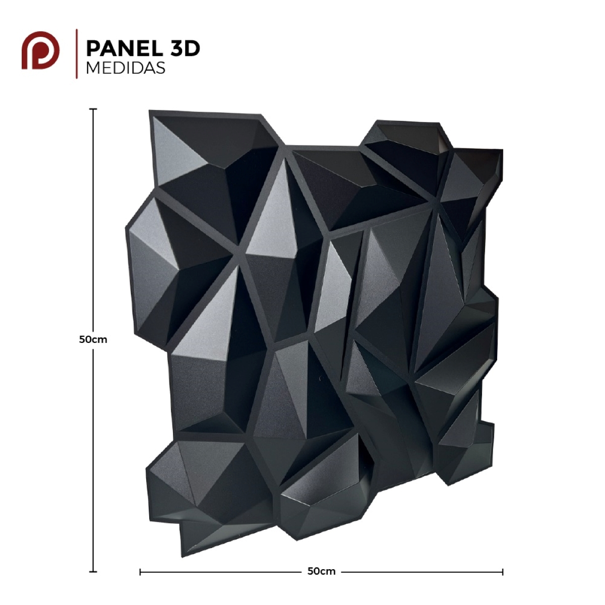 Panel decorativo 3D Cristal Negro 50x50cm Deco PVC image number null