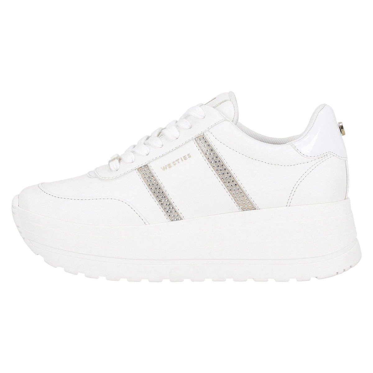 Tenis Plataforma Westies Blanco con Aplicaci&oacute;n Pedrer&iacute;a para Mujer image number null