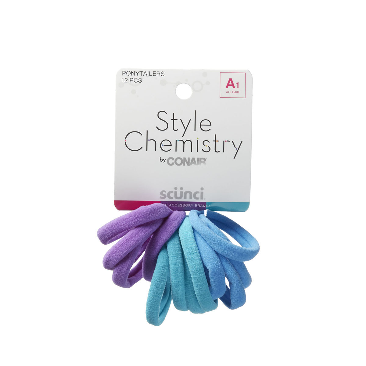 Ligas Elasticas Chemestry Azul Y Morado 12 Pzs Scunci image number null