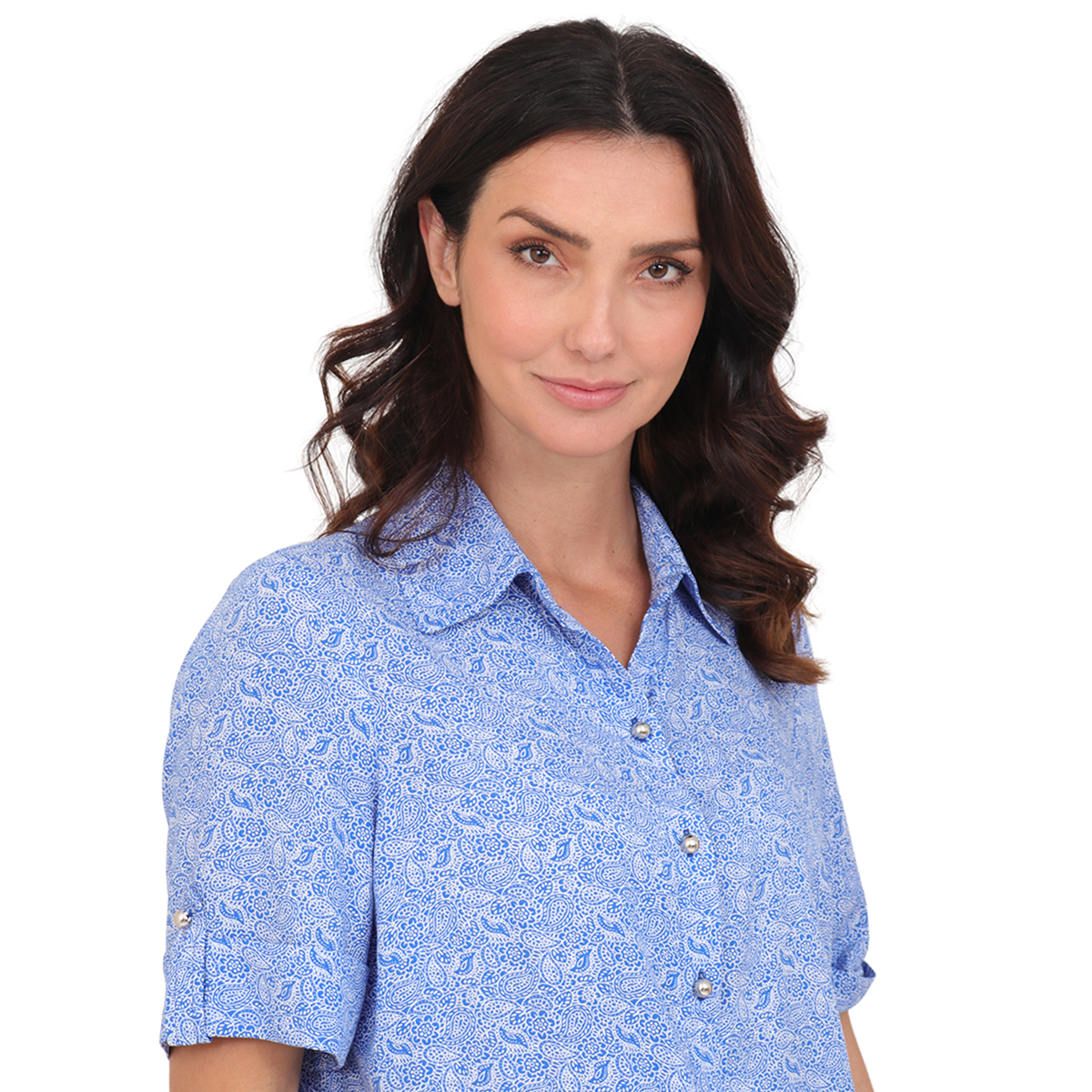 Blusa Estampada Cuello Camisero Duplan Para Mujer image number null