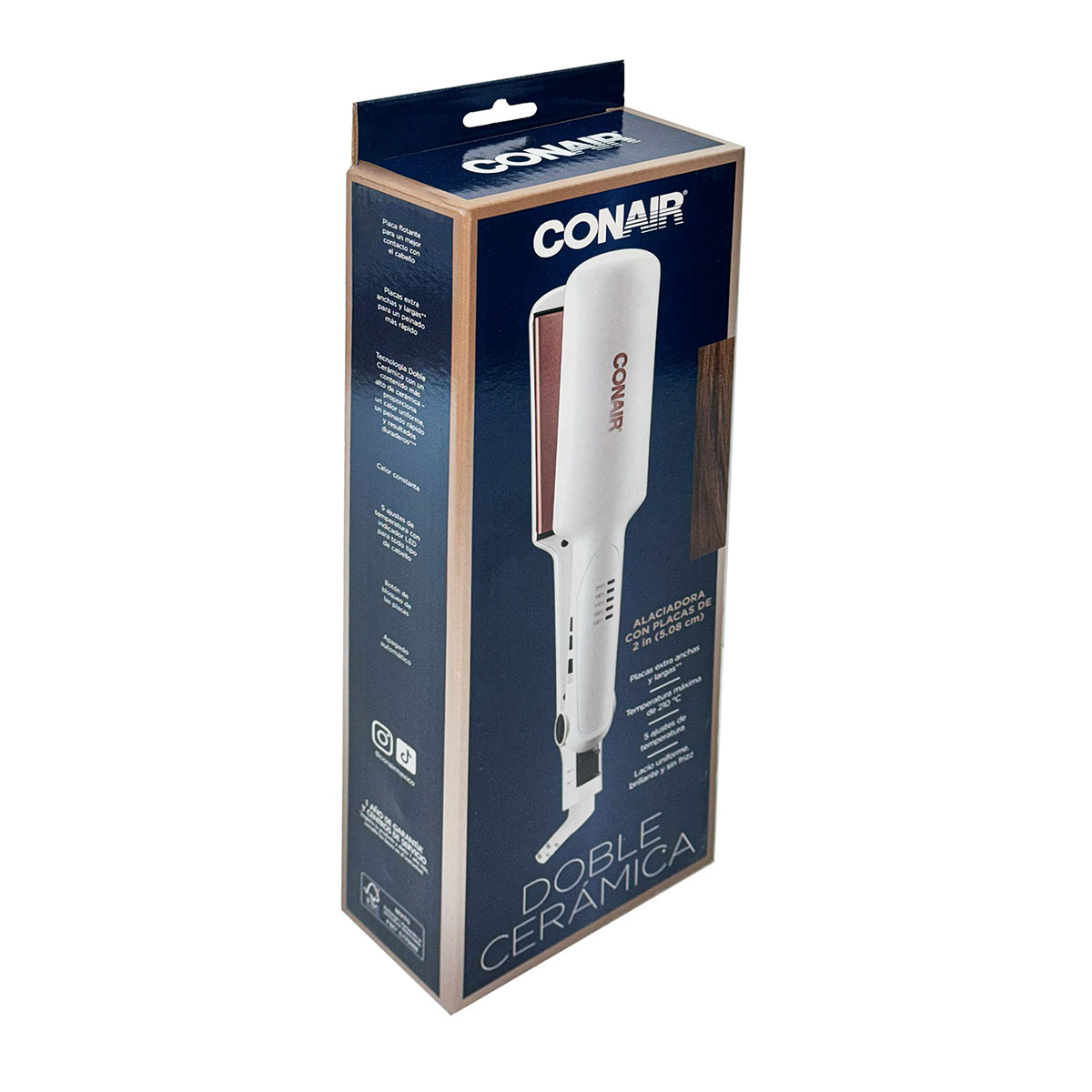Conair Alaciadora Blanca Con Placas Rose Gold Doble Cer&aacute;mica image number null