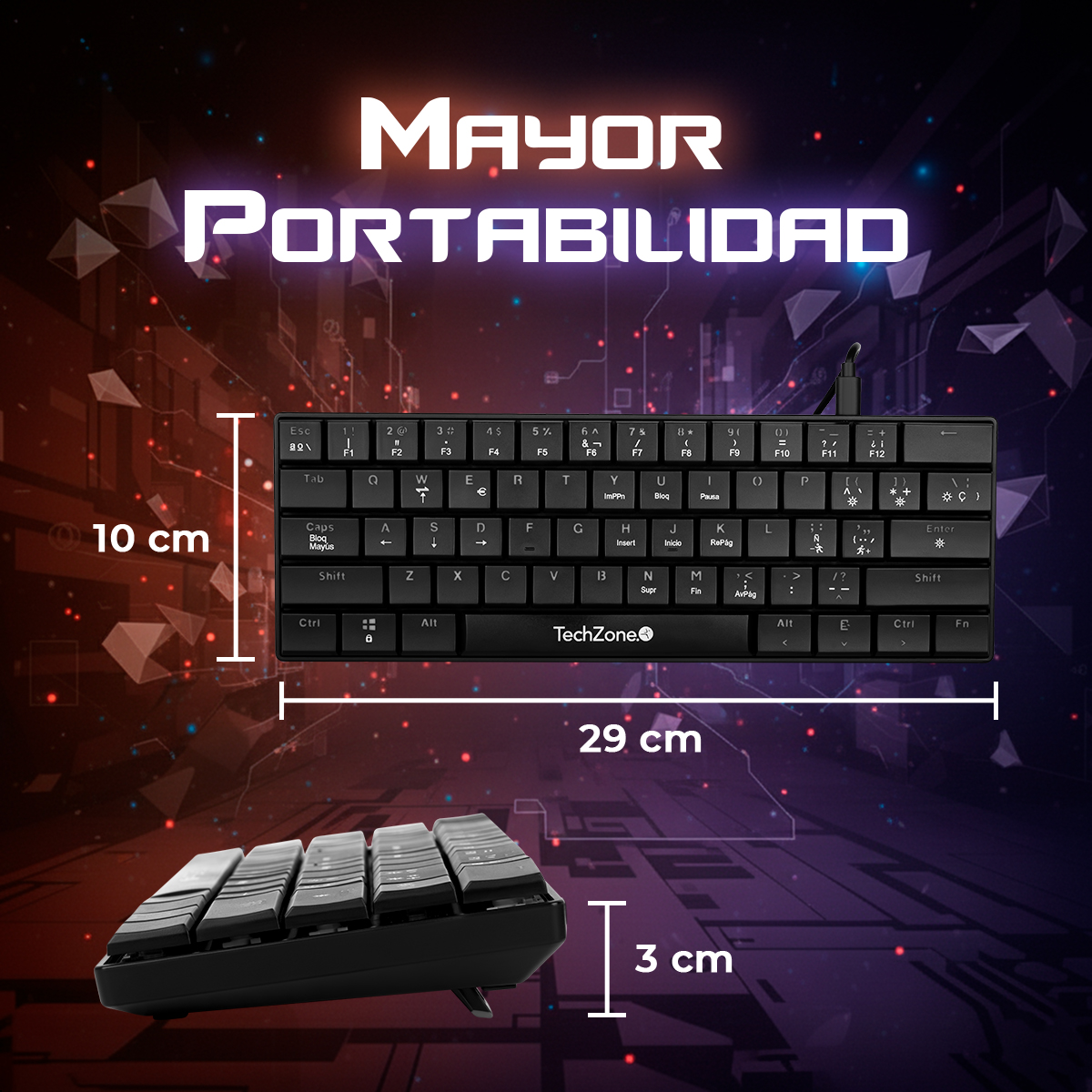 Teclado Al&aacute;mbrico Mecanico Techzone 61 Teclas image number null
