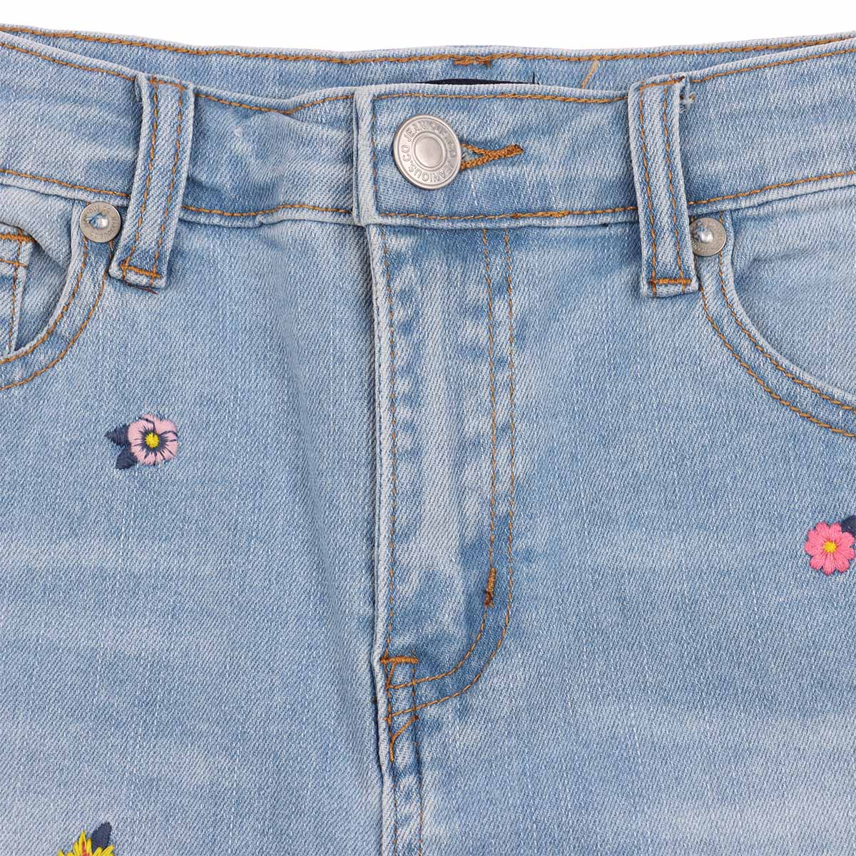 Short Mezclilla Bordado Flores Casual Jeanious Ni&ntilde;a image number null