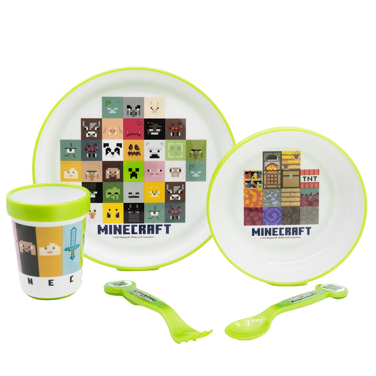 Vajilla Infantil Minecraft Verde 5Pz image number null