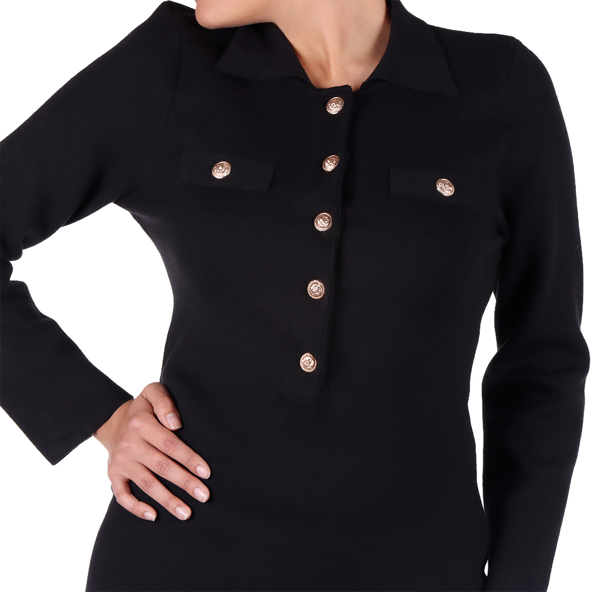 Vestido Cuello Polo Botones Ann Miller para Mujer Petite image number null