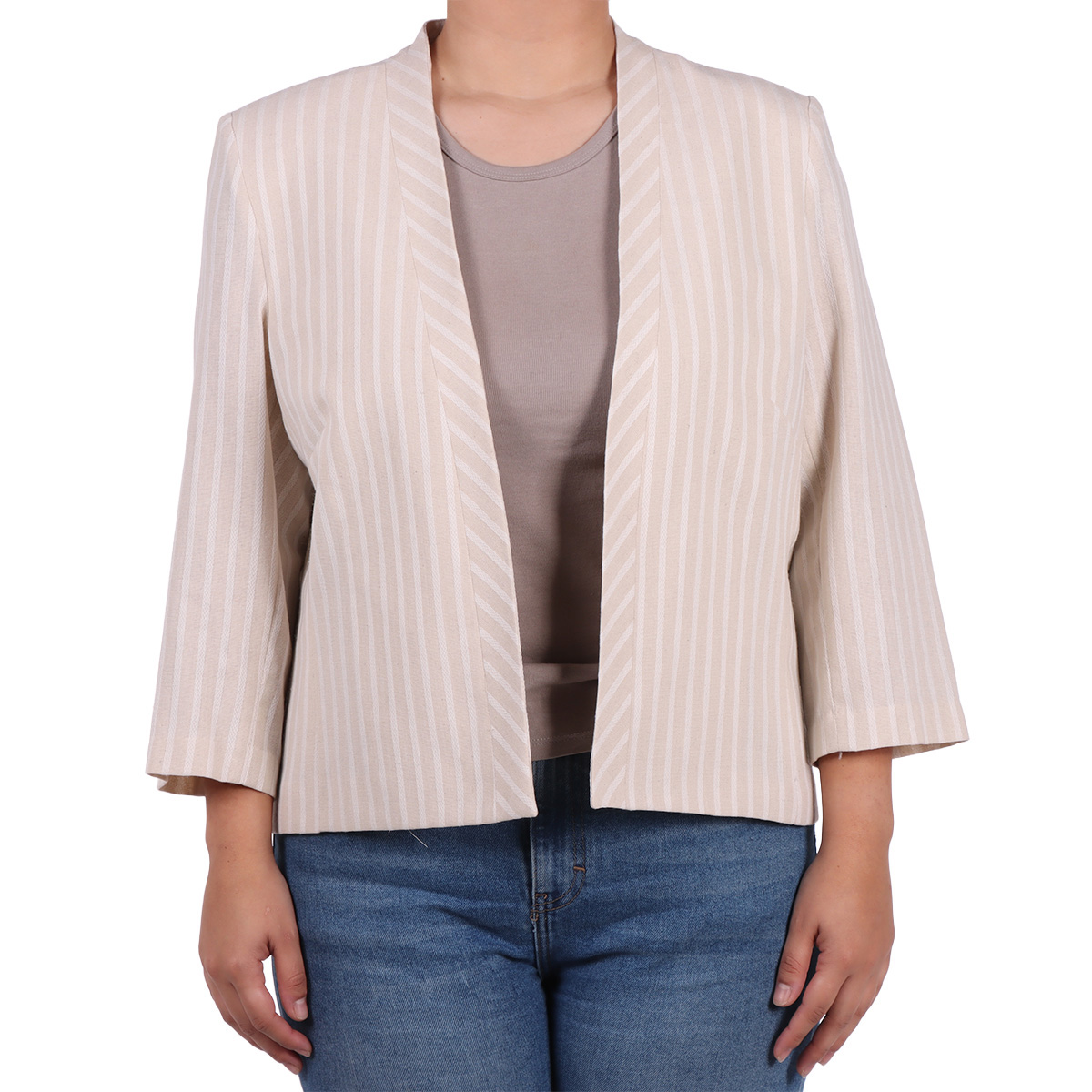 Saco de Rayas Casual Elegante Diva para Mujer Curvy image number null