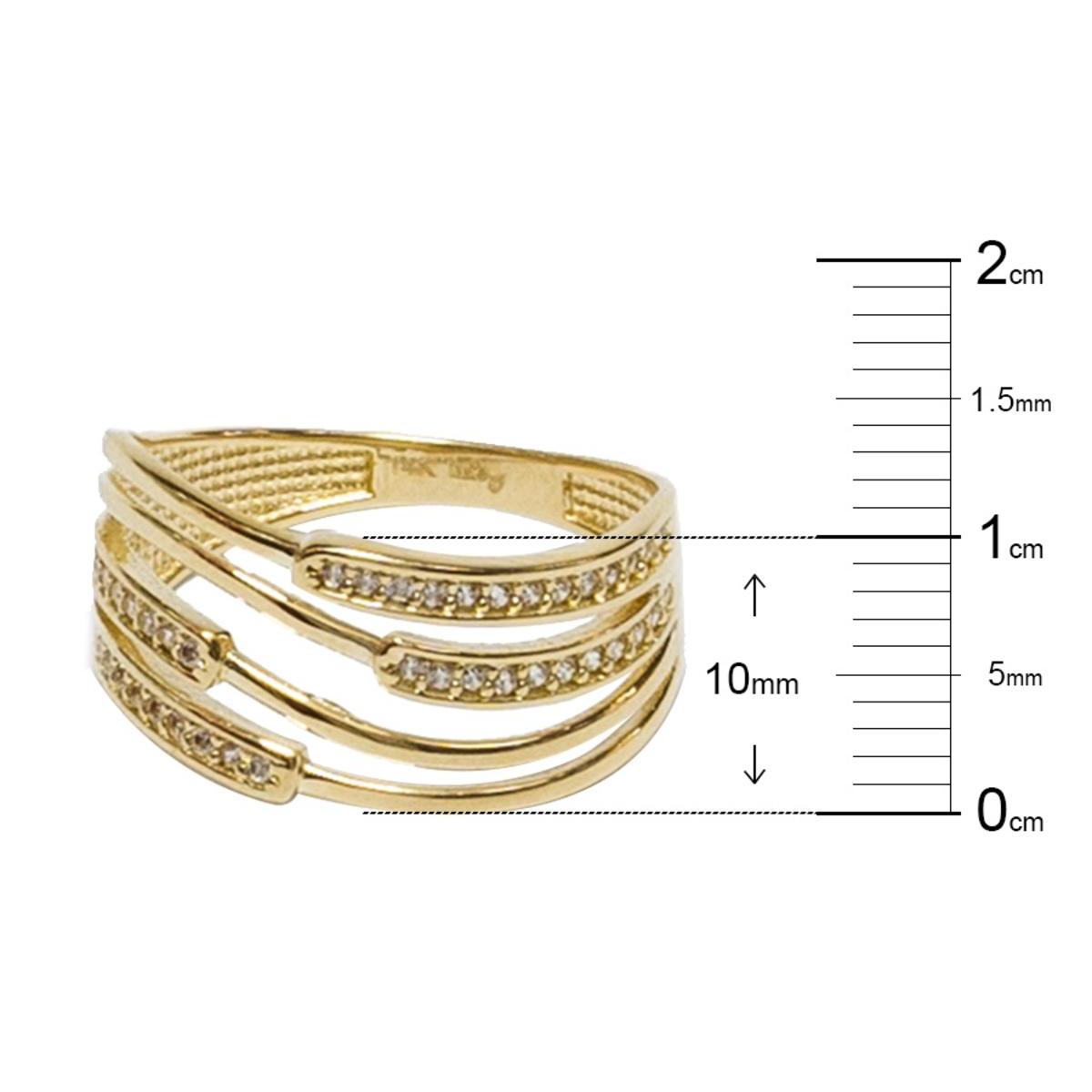 Anillo Modelo Ondas Oro 14K Con Zirconias Doble O image number null