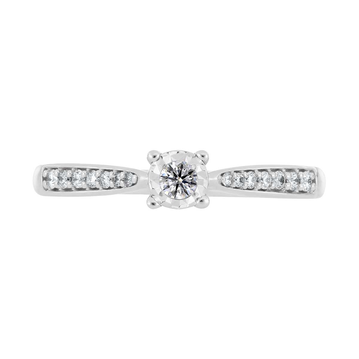Solitario Oro Blanco 14K y 0.16 ct Diamante Romanza image number null