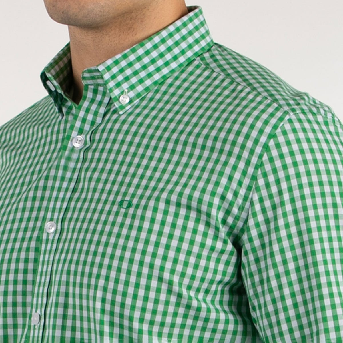Camisa Casual Regular Fit Verde Cuadros Oscar de la Renta Manga Larga para Hombre image number null