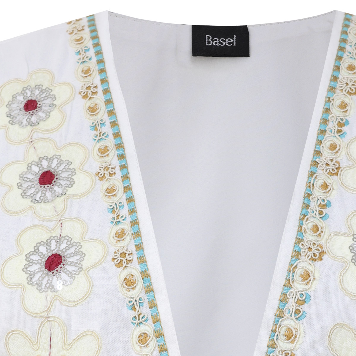 Chaleco estilo &eacute;tnico abierto bordado floral para Mujer BASEL image number null