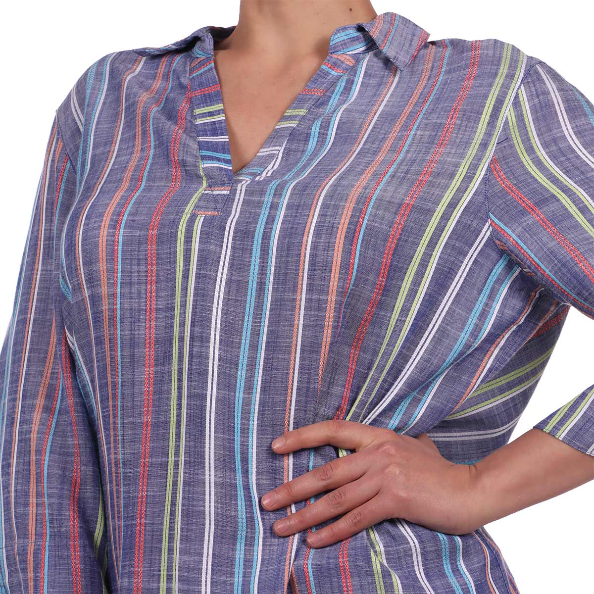 Blusa Camisera Rayas Casual Viscosa Alfred Dunner para Mujer image number null