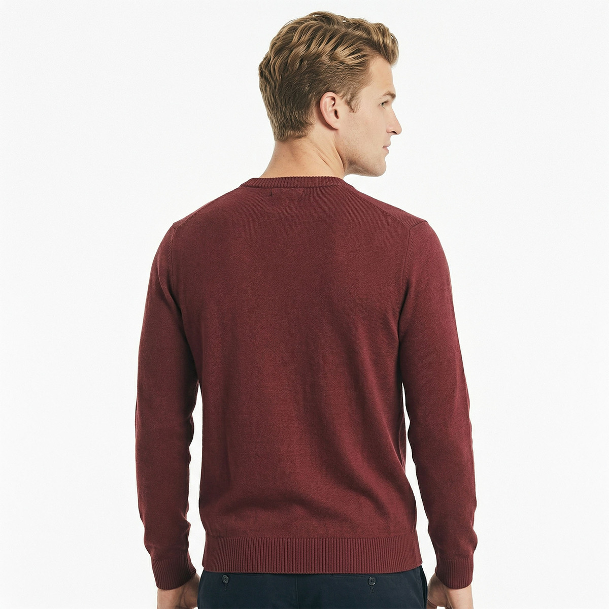Su&eacute;ter Tejido Fino Rojo Nautica Cuello Redondo para Hombre image number null