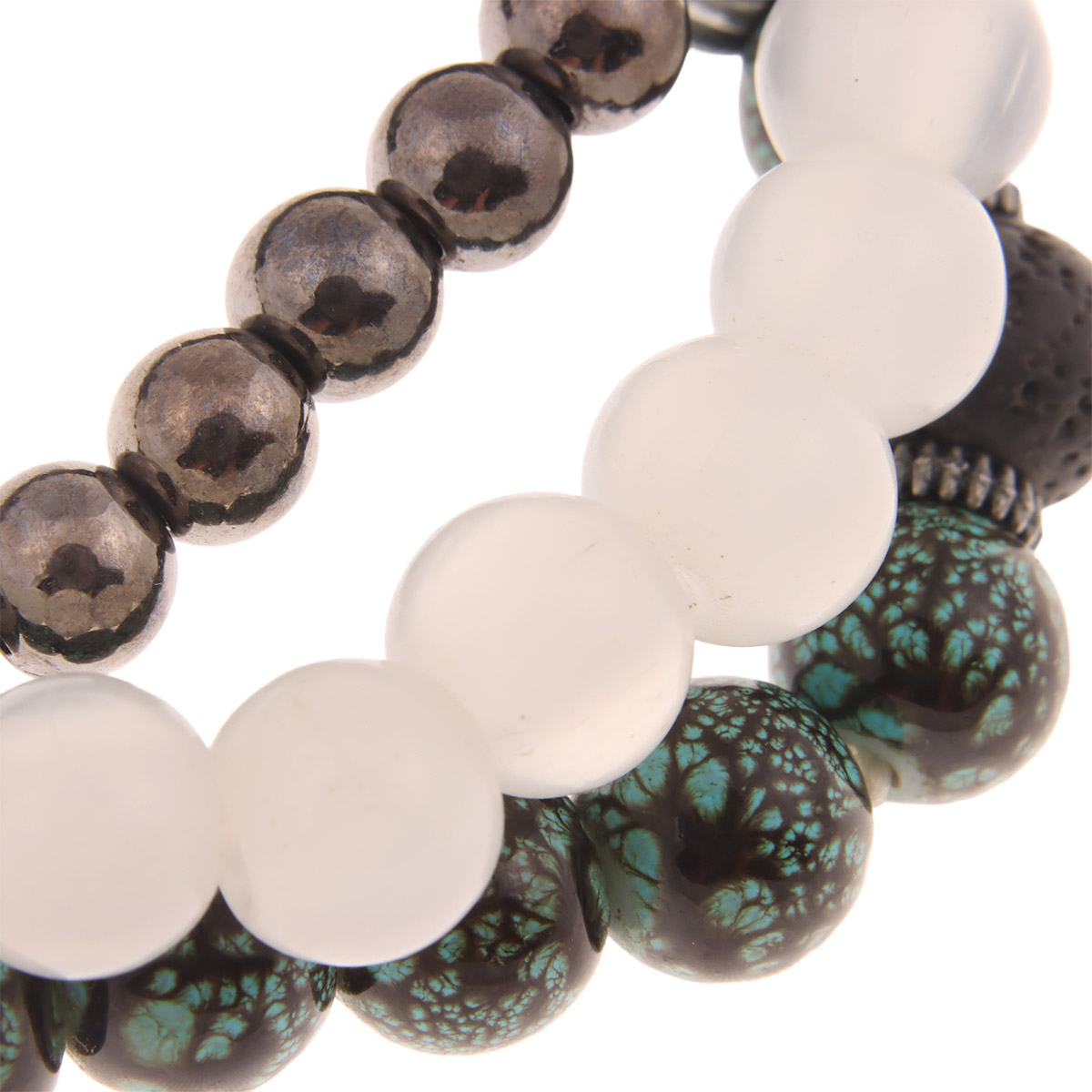 Set 3 Pulseras Cuentas Dise&ntilde;o Moderno Level 26 para Hombre image number null