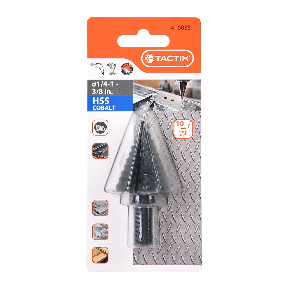 Broca Escalonada HSS- Cobalto 1/4-1.3/8in1/16 Tactix image number null