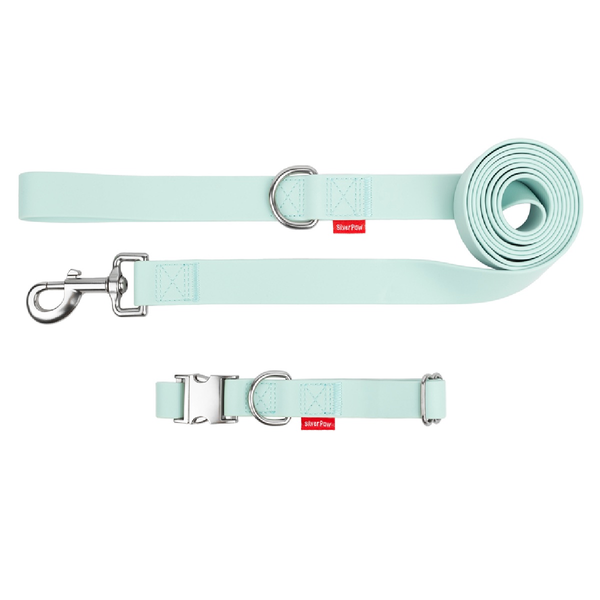 Collar Y Correa Menta Para Perro Silver Paw image number null