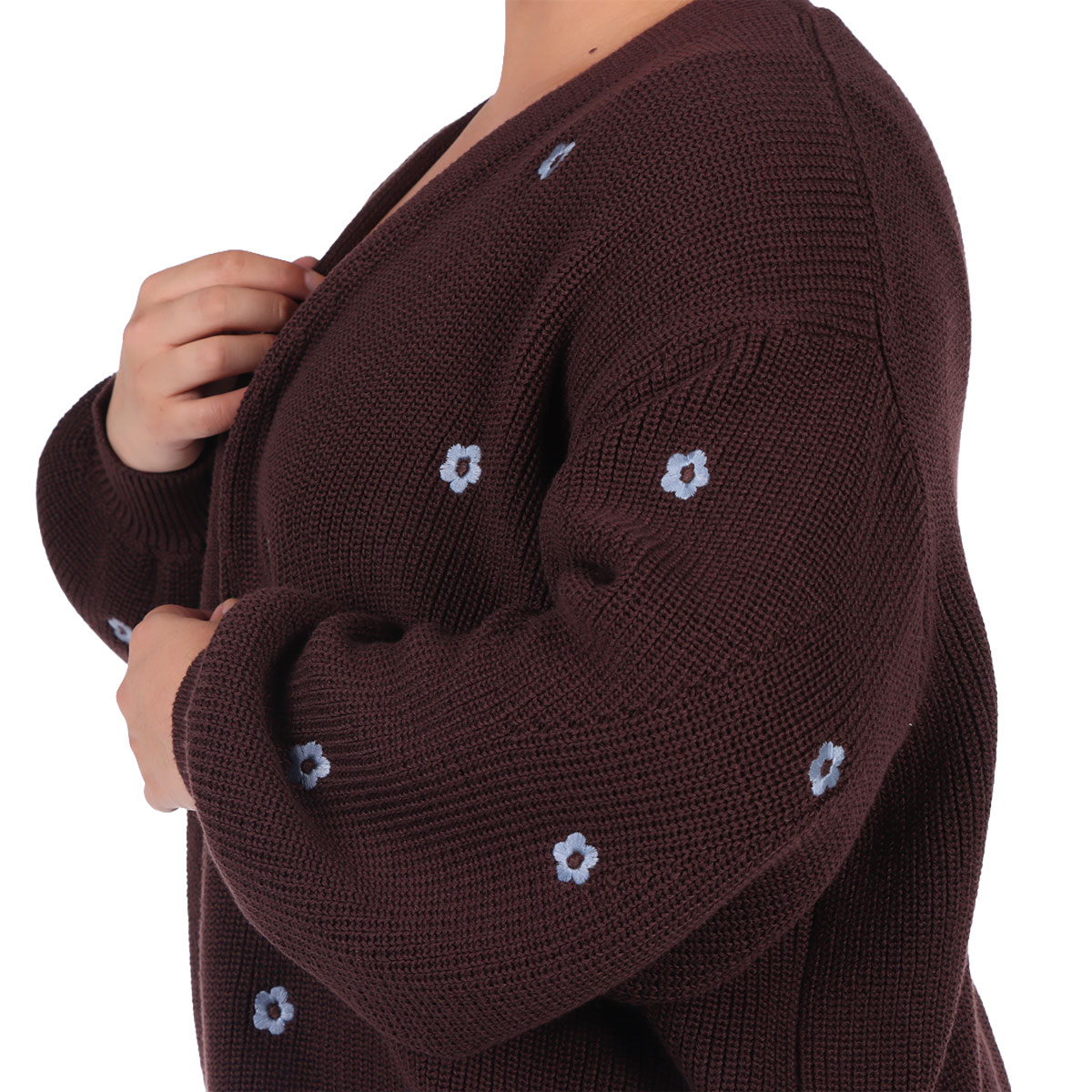 C&aacute;rdigan Abierto con Bordado Floral Dex Plus para Mujer Curvy image number null