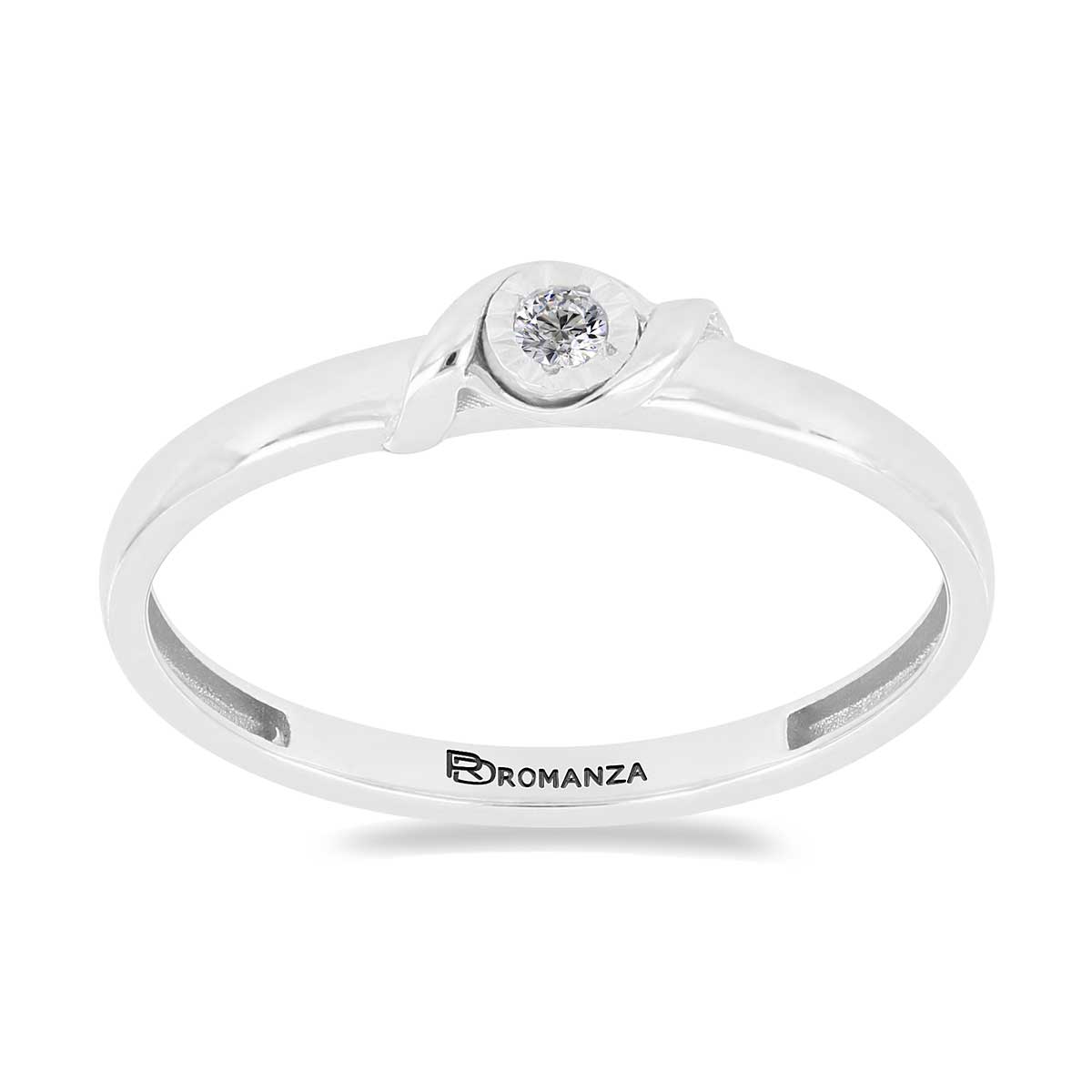 Solitario Oro Blanco 14K y 0.03 ct Diamante Romanza image number null