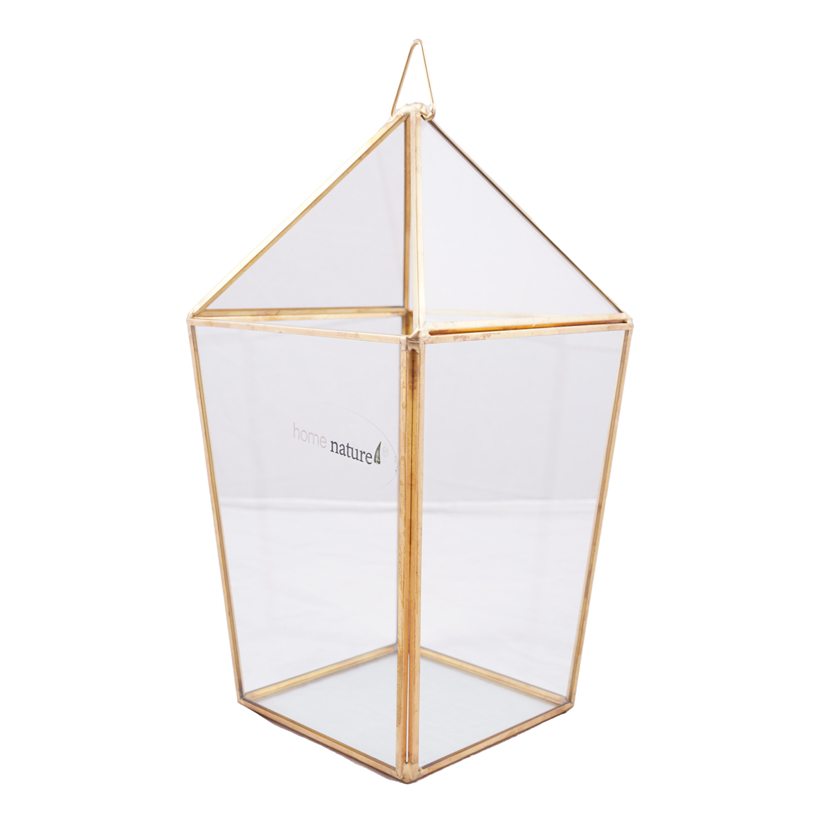 Home Nature Farol Malta Mediano De Vidrio Y Metal Color Dorado 13*13*27 Cm image number null