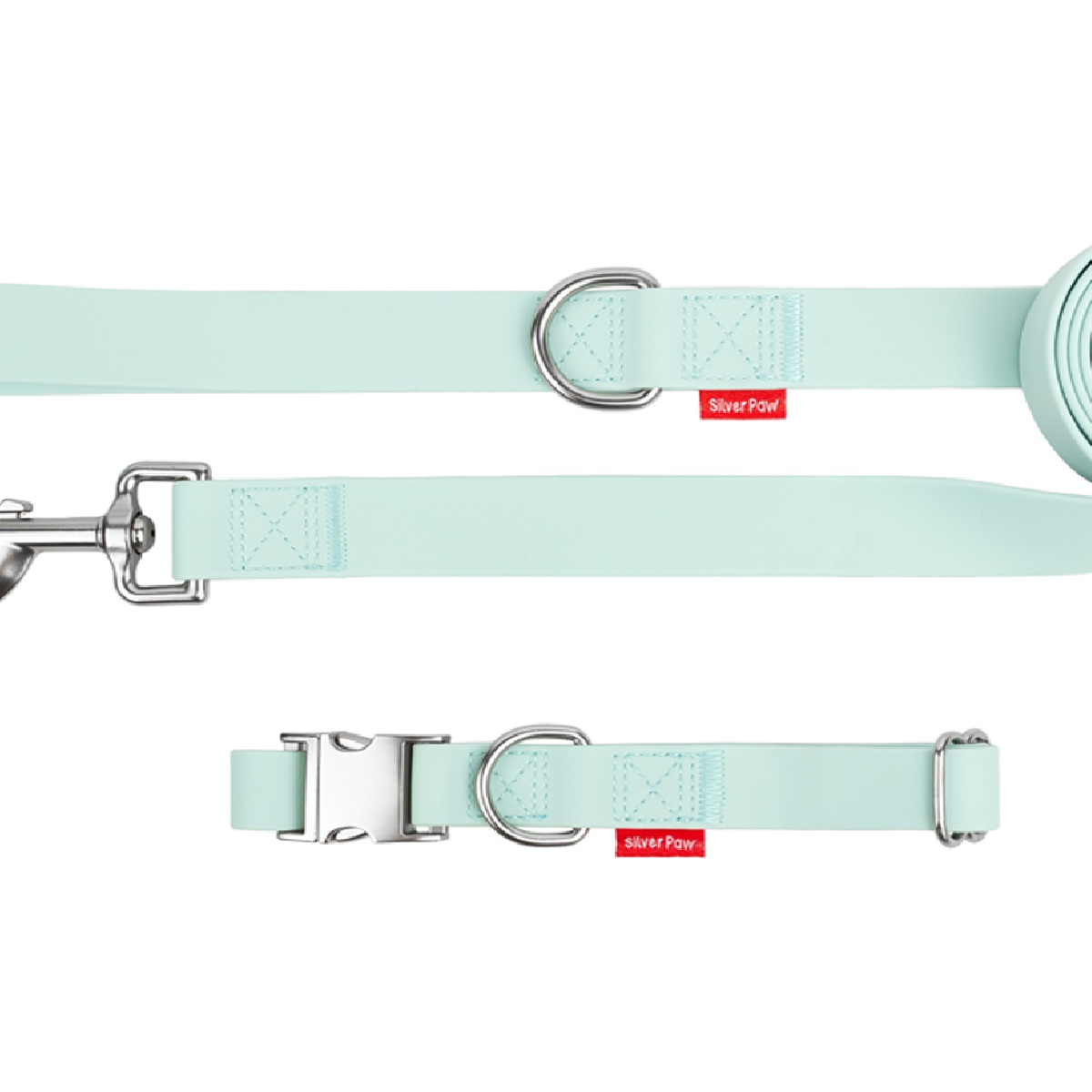 Collar Y Correa Menta Para Perro Silver Paw image number null