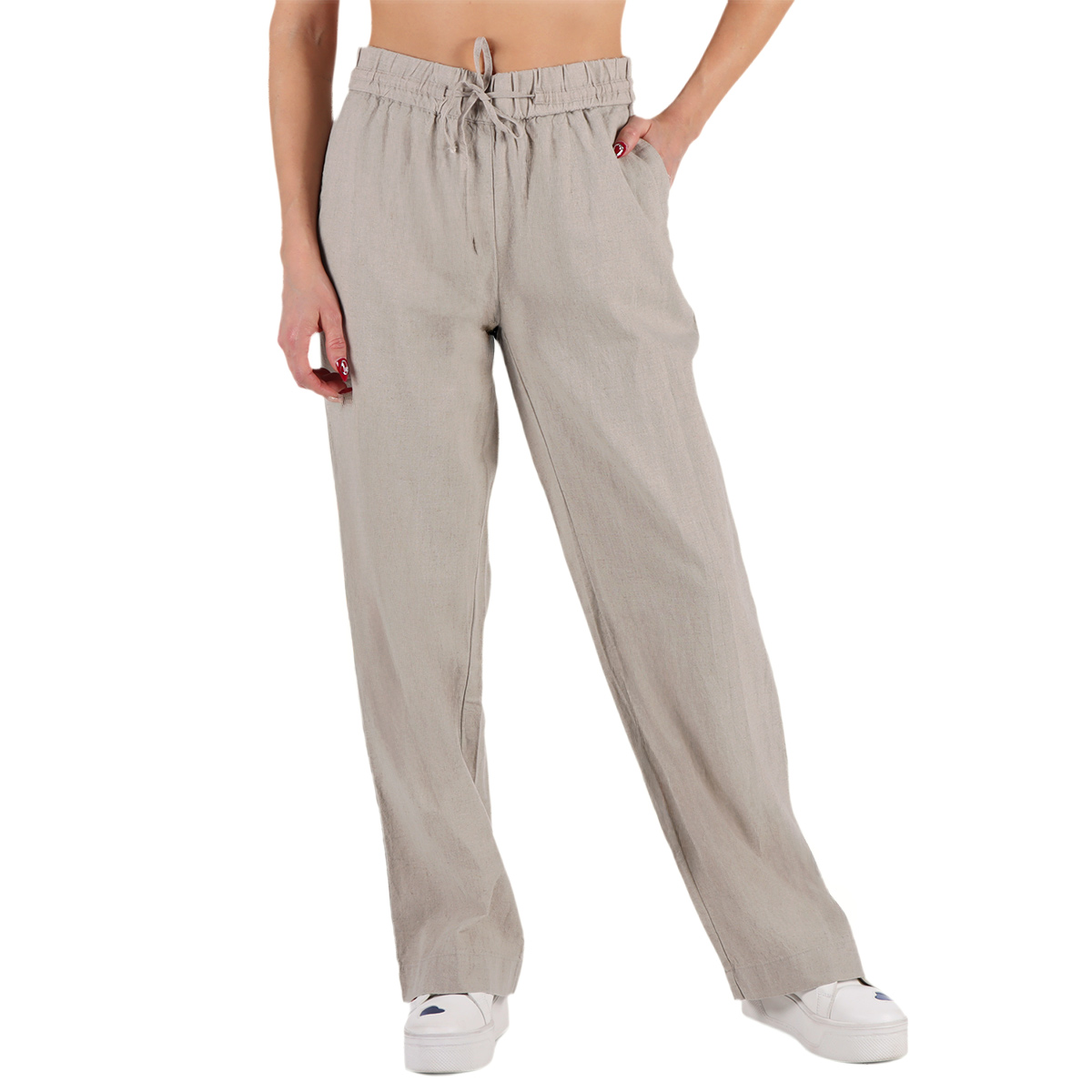Pantal&oacute;n de Lino Pierna Ancha Tiro Medio Lifestyler Mujer image number null